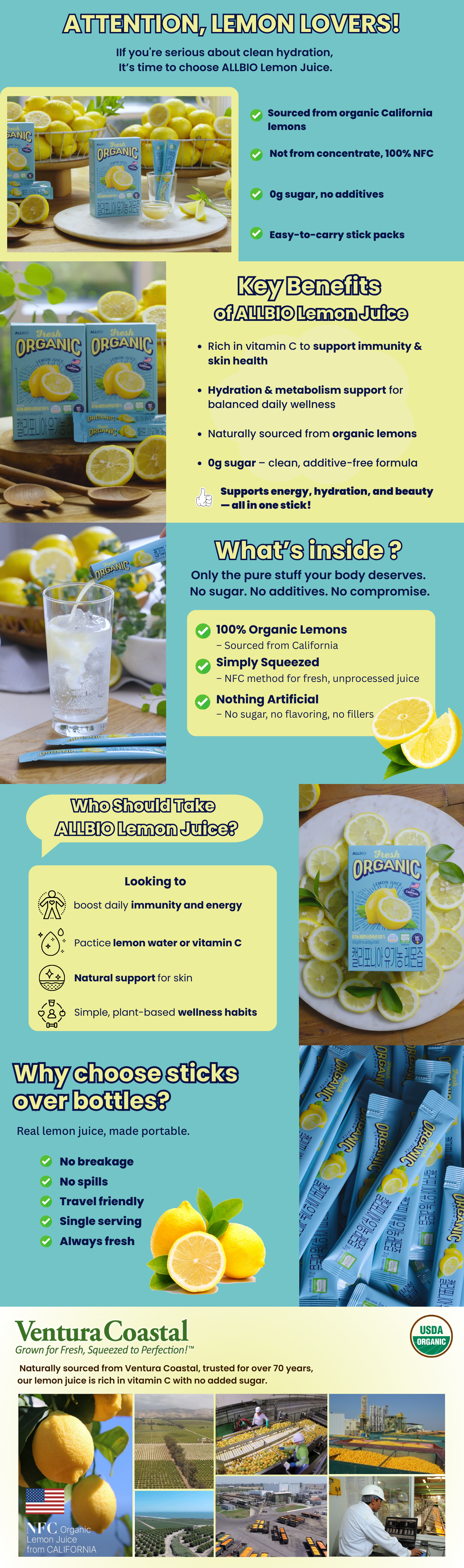 [ALLBIO] California Lemon Juice Sticks 20g x 15ea detail